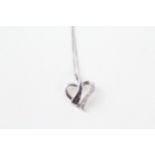 9ct white gold diamond & enhanced black diamond heart shaped pendant & chain (1.9g)