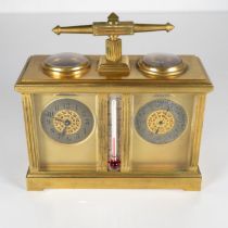 A twin carriage clock barometer measures 150mm x 110 mm. Clock requires full service //