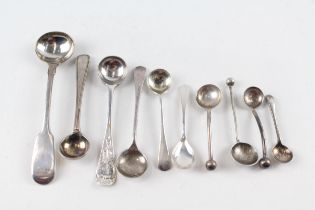 10 x Antique / Vintage Hallmarked .925 Sterling Silver Condiment Spoons (63g) // Inc Victorian Etc