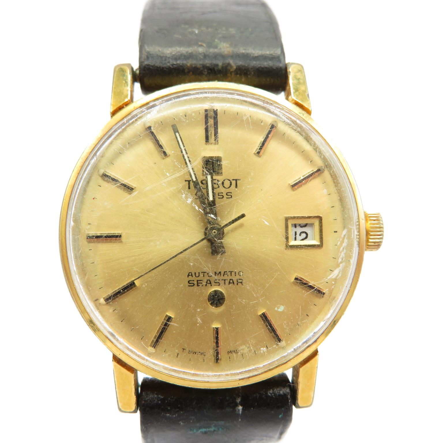 Tissot SeaStar gent's vintage gold plated wristwatch automatic working screwdown caseback black - Image 2 of 6