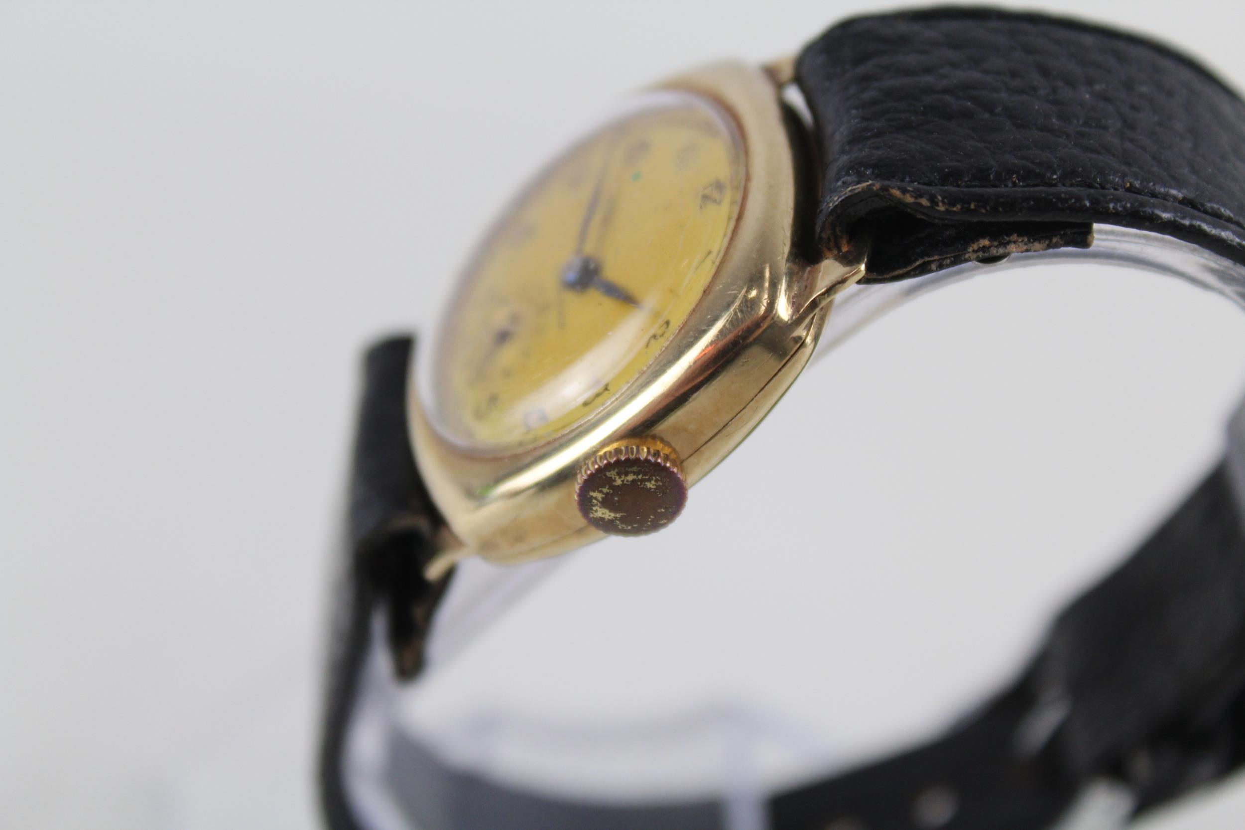 CRUSADER 9ct Gold Cased Gents Vintage Tropical Dial WRISTWATCH Hand-wind WORKING // CRUSADER 9ct - Image 3 of 5