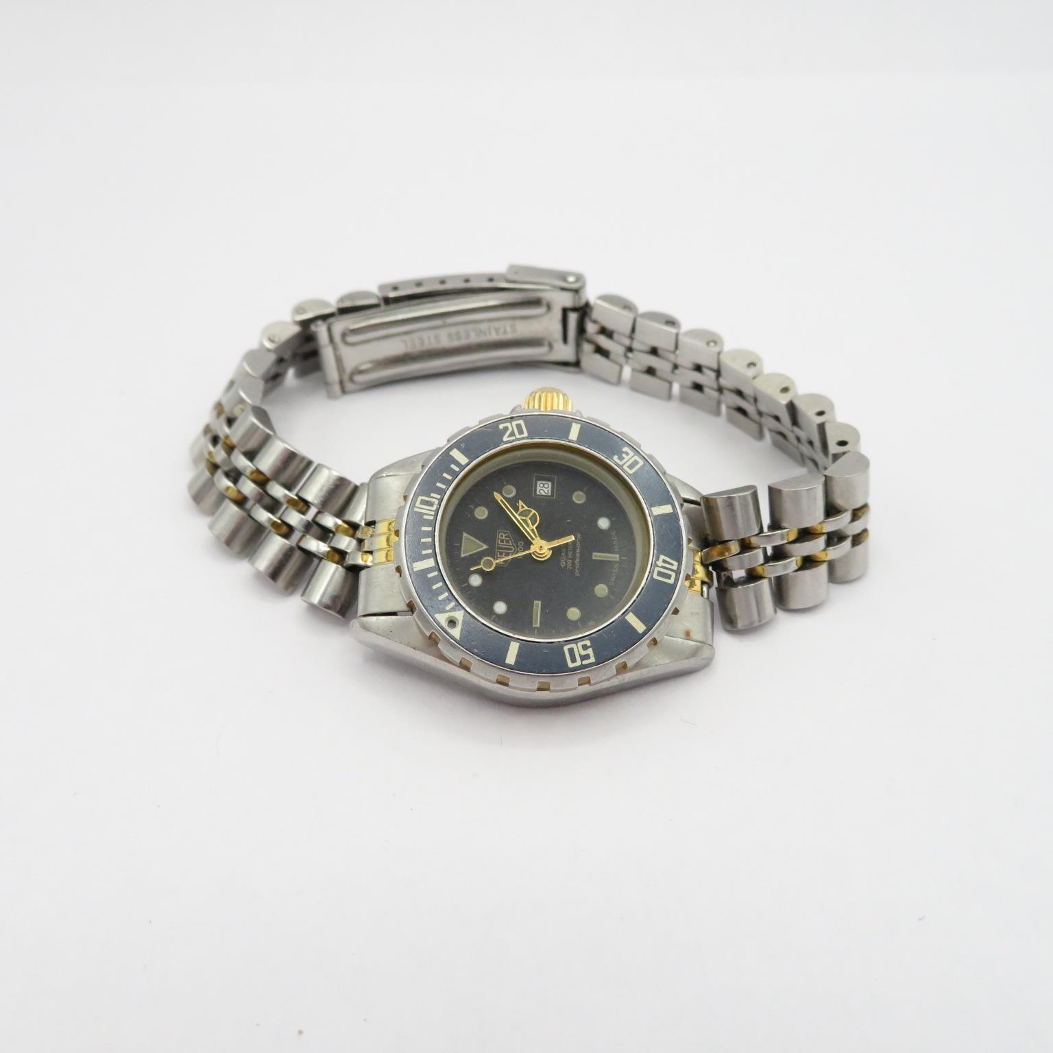 Heuer 1000 ref 980.018N ladies vintage two tone professional quartz divers w/watch working new - Image 5 of 8