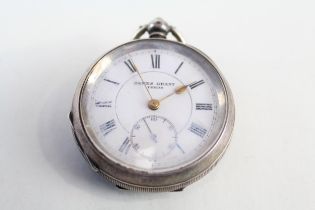 Antique Sterling Silver Gents Open Face Pocket Watch Key-wind WORKING // Antique Sterling Silver