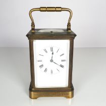 Chiming boxed carriage clock Paris maker 135mm x 95mm - clock runs but requires service - clock is