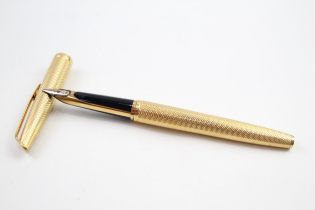 Vintage WATERMAN C/F Gold Plated Fountain Pen w/ 18ct Gold Nib WRITING (23g) // Dip Tested & WRITING