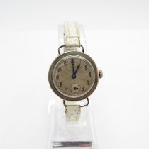 925 silver cased W&D (Wilsdorf & Davis) Rolex Lady's vintage watch handwind working - silver dial