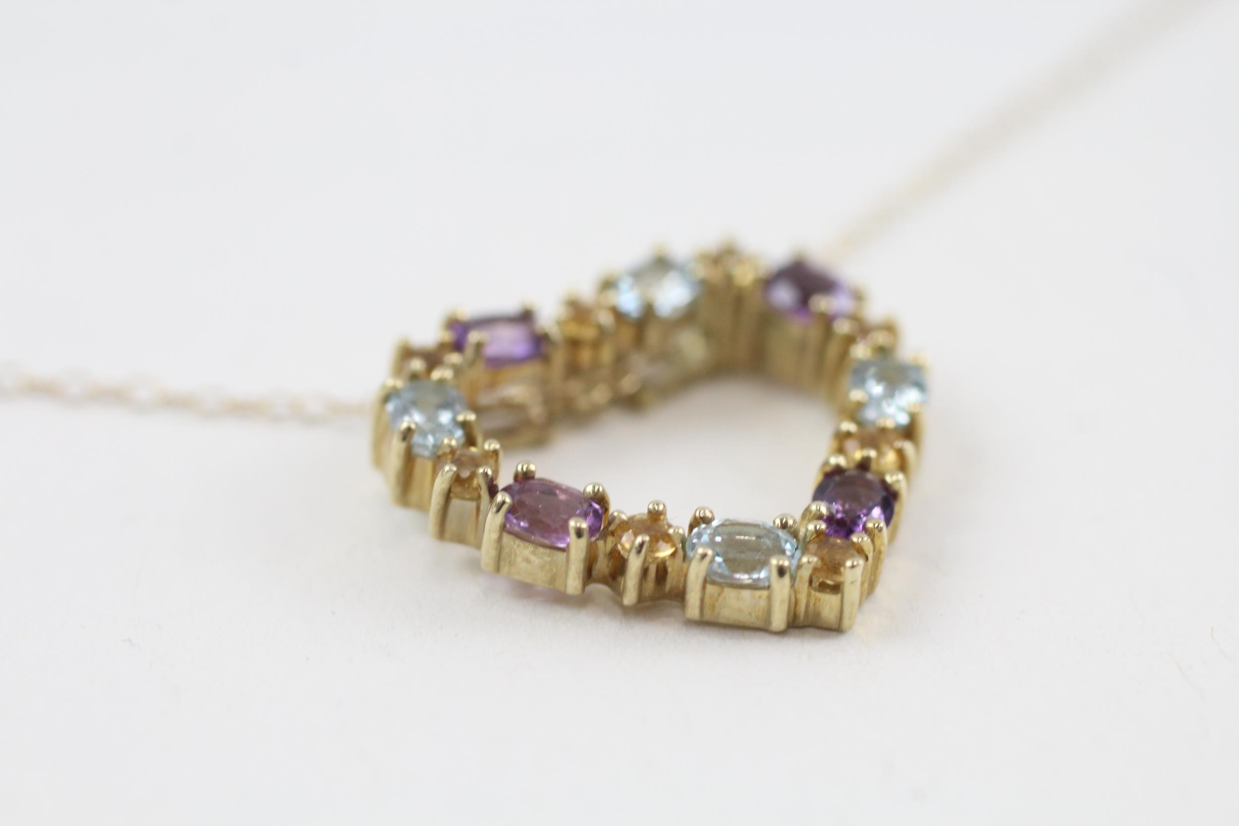 9ct gold multi-gemstone heart pendant necklace inc. amethyst, topaz & citrine (3.5g) - Image 3 of 6