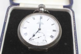 KAY'S Sterling Silver Gents Vintage Open Face Pocket Watch Hand-wind WORKING // KAY'S KEYLESS "