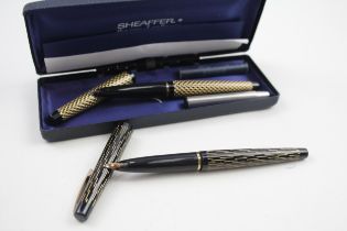 2 x Vintage SHEAFFER Lady Sheaffer Fountain Pens w/ 14ct Gold Nibs WRITING // Dip Tested & WRITING