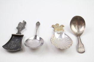 4 x Antique / Vintage HM .925 Sterling Silver Caddy Spoons Inc Georgian (64g) // In antique /