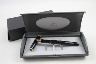 PARKER Sonnet Black Lacquer Fountain Pen w/ 18ct Gold Nib WRITING Boxed // Dip Tested & WRITING In
