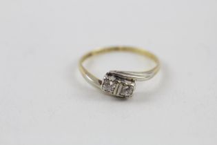 18ct gold & platinum early 20th century diamond two stone ring (1.8g) Size L