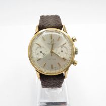 Breitling Top Time Gents Vintage gold plated chronograph wrist watch. Handwind. Working. Silvered