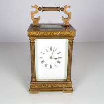 Elkington large carriage clock with leather carry case - fully running and chiming 150mm x 100mm //