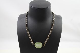 Silver gemstone pendant necklace (59g)