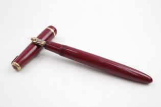 Vintage PARKER Senior Duofold Burgundy Fountain Pen w/ 14ct Gold Nib WRITING // Dip Tested & WRITING