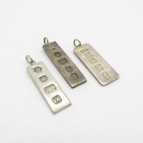 Selection of 3x pendant bullion bars HM silver 48.1g