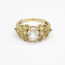 HM 9ct gold dress ring set with rock crystal (3.3g) Size N