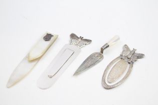 4 x Antique / Vintage Hallmarked .925 STERLING SILVER Bookmarks (32g) // In antique / vintage