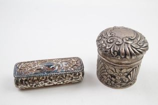 2 x Antique Victorian Hallmarked .925 Sterling Silver Trinket Boxes (93g) // In antique condition