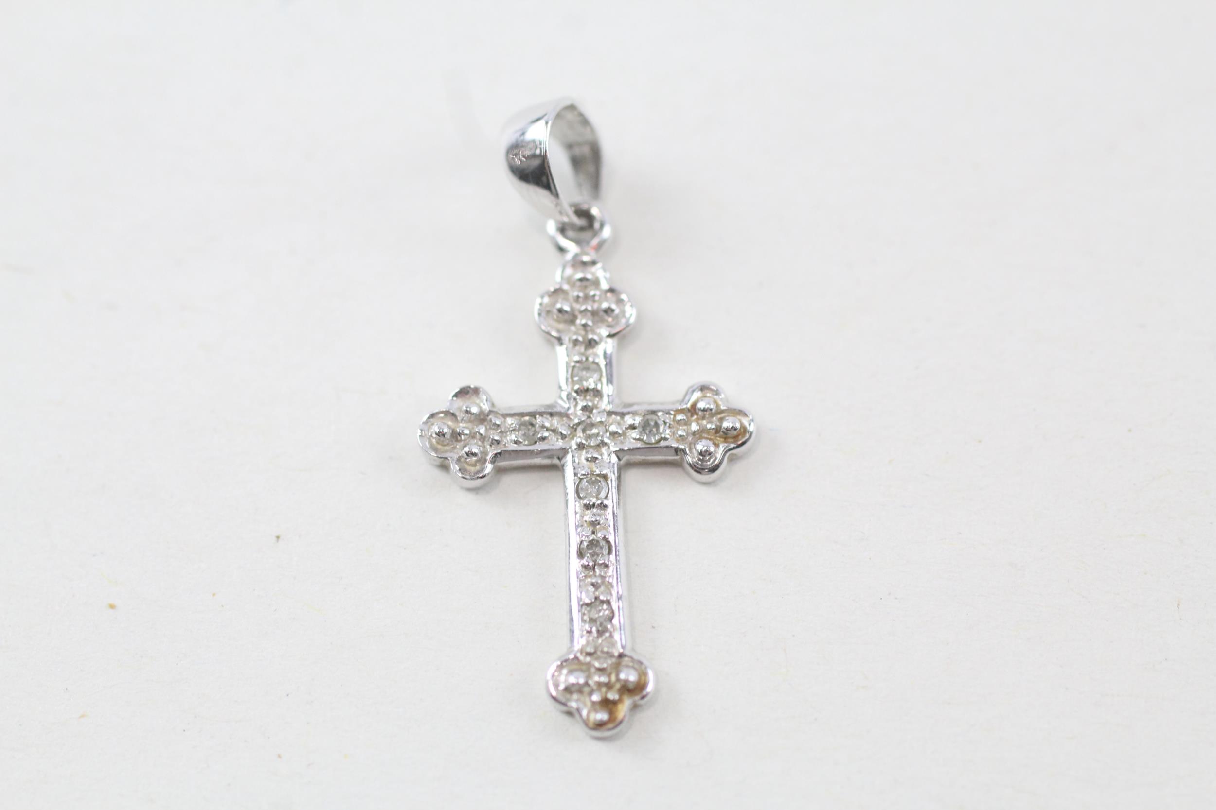 2 x 9ct white gold diamond cross pendants (2.2g) - Image 3 of 5