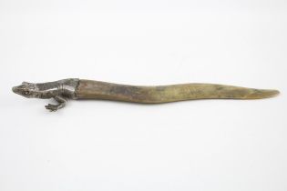 Silver Plate & Horn Novelty Lizard Handled Letter Opener // Length - 24.5cm In antique / vintage