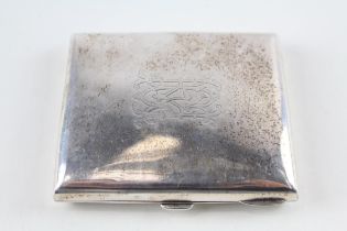 Antique 1915 Birmingham Sterling Silver Curved Cigarette Case w/ Engraving (76g) // Maker -