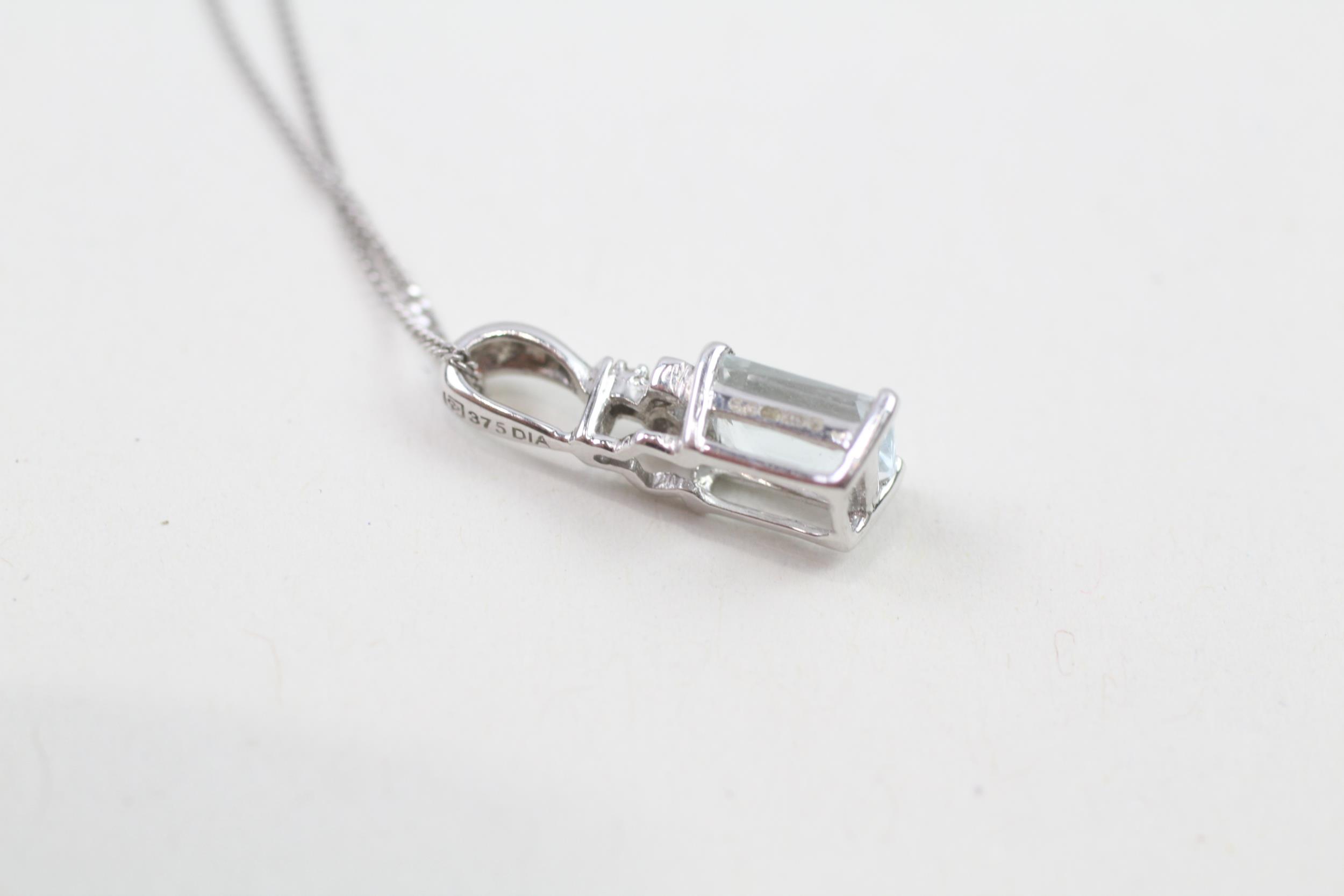 9ct white gold diamond & aquamarine pendant necklace (1.7g) - Image 3 of 4