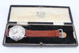 Vintage Gents Sterling Silver Cased Wristwatch Hand-wind WORKING Boxed // Vintage Gents Sterling