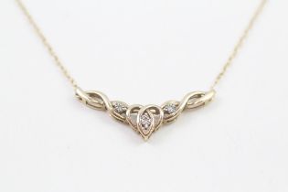 9ct gold diamond pendant interlocking knot pendant necklace with integral chain (2g)