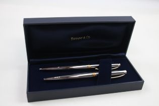 TIFFANY & CO. Stainless Steel Ballpoint Pen & Pencil Set WRITING Original Box // In previously owned