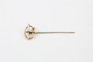 12ct gold antique knot stick pin with a base metal pin (2.5g)