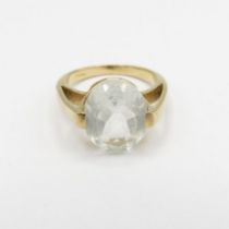 HM 9ct gold dress ring with large rock crystal stone (4.7g) Size N