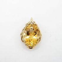 HM 9ct gold pendant with large citrine stone (5.2g)