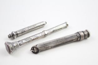 3 x Antique Hallmarked .925 Sterling Silver Propelling Pencils Inc Wax Seal 27g // UNTESTED In