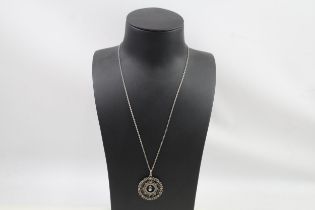 Silver Art Deco paste pendant necklace (12g)