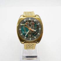 Rare Bulova Accutron Spaceview M9 Gents vintage gold tone battery powered tuning fork wristwatch