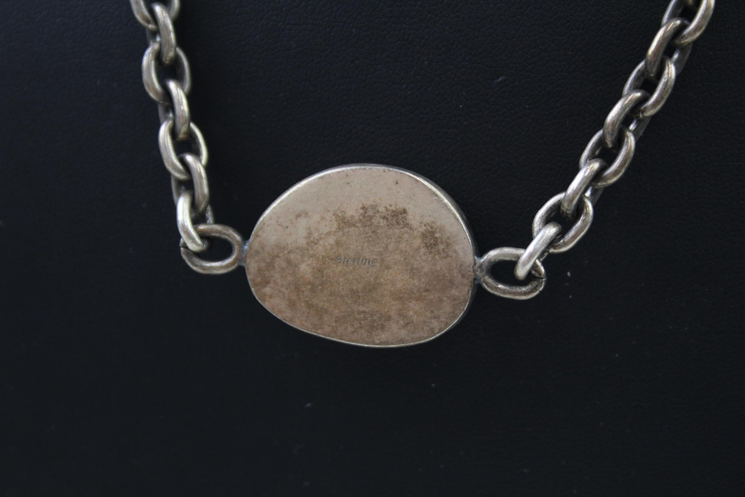 Silver gemstone pendant necklace (59g) - Image 6 of 6