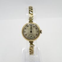 Omega 9ct gold lady's vintage cased wristwatch handwind - requires - service Omega signed dial and