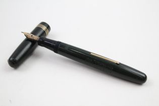 Vintage MABIE TODD Swan Self Filler Green FOUNTAIN PEN w/ 14ct Gold Nib WRITING // Dip Tested &