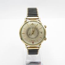 Jaeger Le Coultre Memodate. RARE. GMT. Gents Vintage 10ct gold filled alarm/GMT wristwatch.