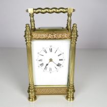 Large carriage clock fully working and chiming - side panel glass has small crack - clock measures