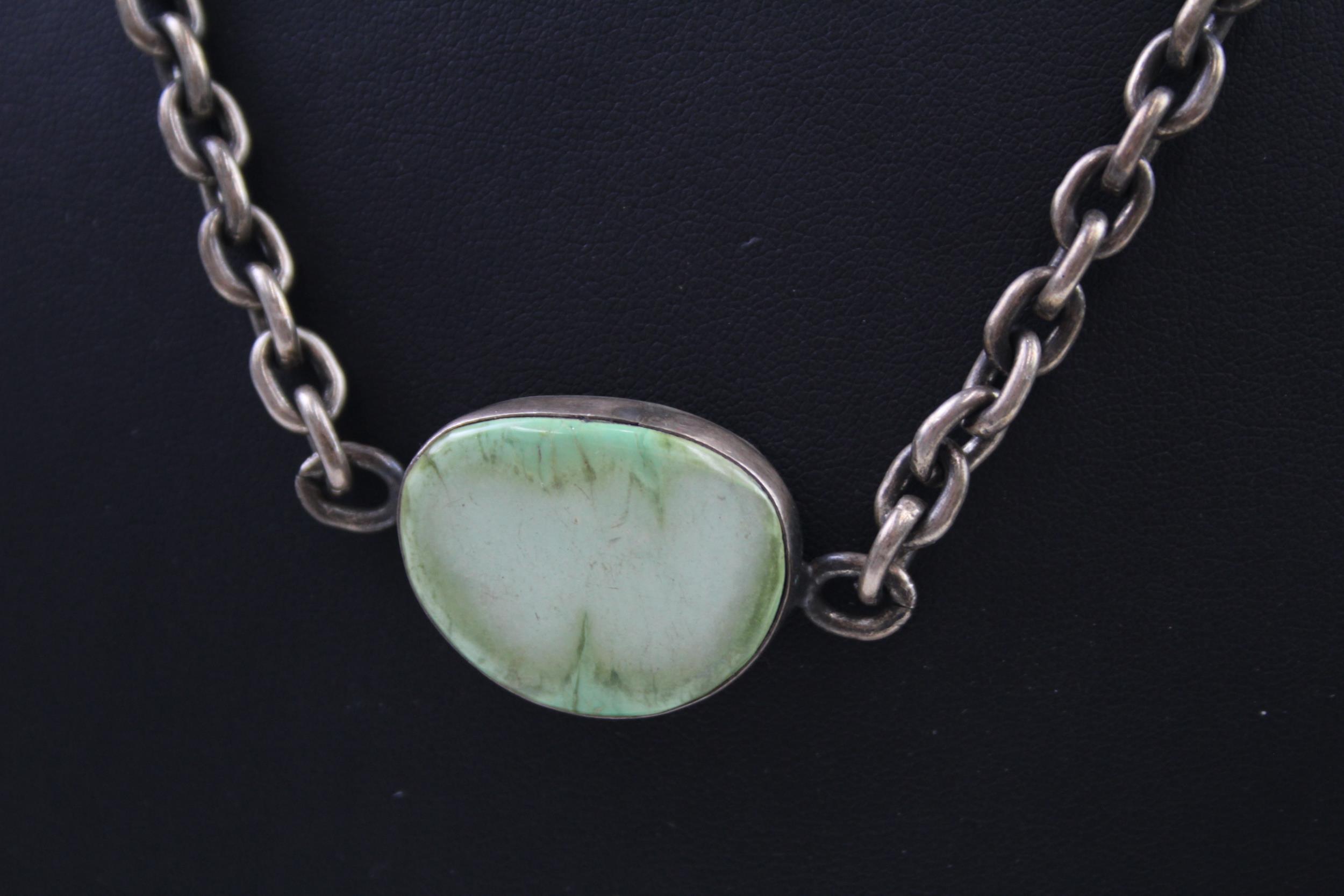 Silver gemstone pendant necklace (59g) - Image 5 of 6