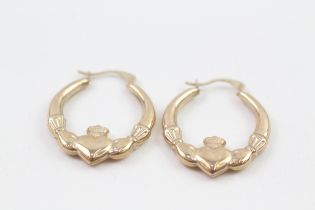 9ct gold claddagh hoop earrings (1.1g)