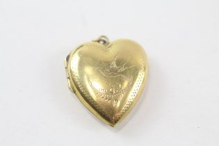 2 x 9ct gold back & front heart locket pendants (8.9g)