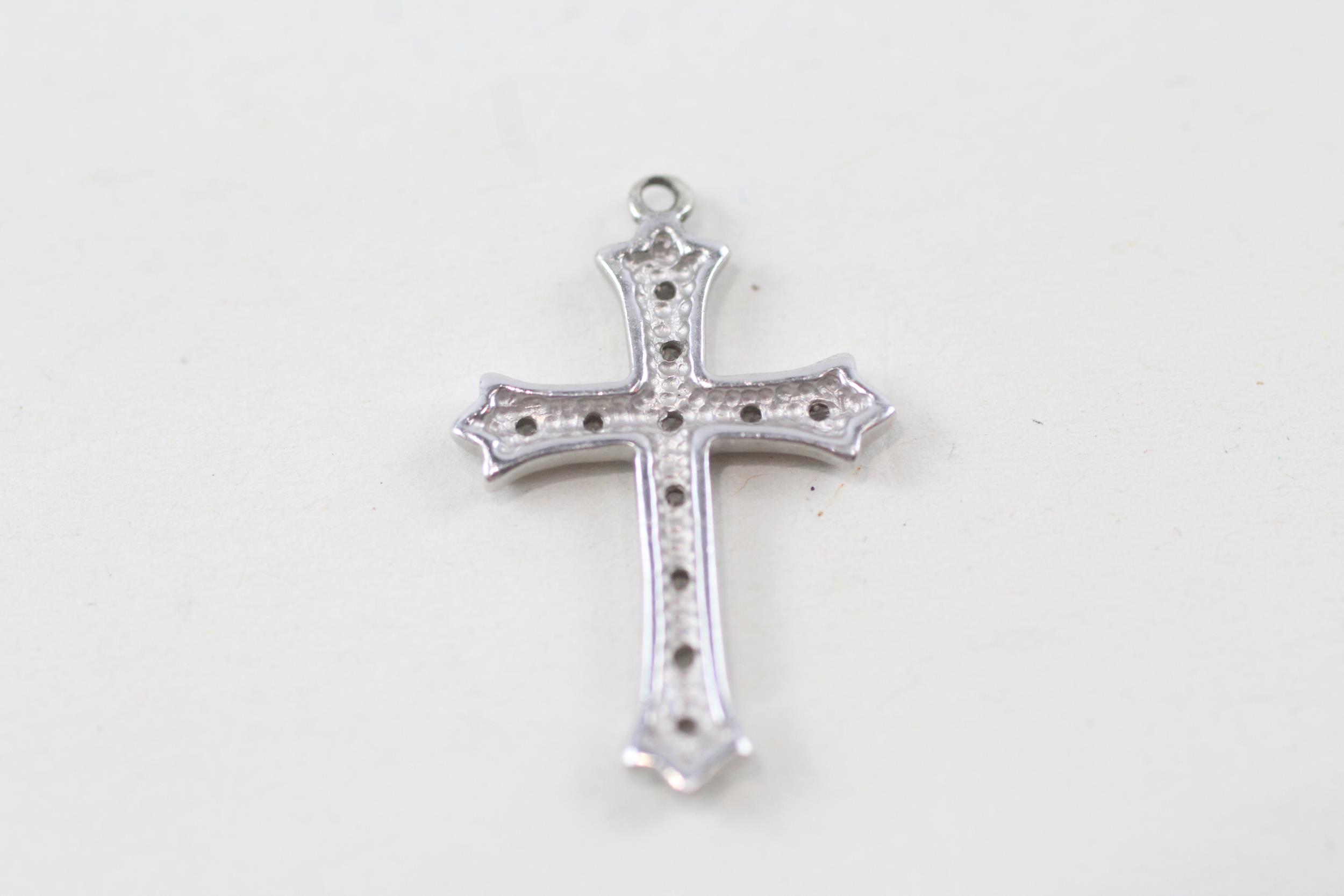 2 x 9ct white gold diamond cross pendants (2.2g) - Image 2 of 5