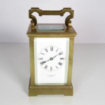 Reid and Sons, Paris chiming carriage clock with leather case 130mm x 90mm - clock runs //