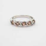 HM 9ct white gold ring with pale pink stones (2.3g) Size N