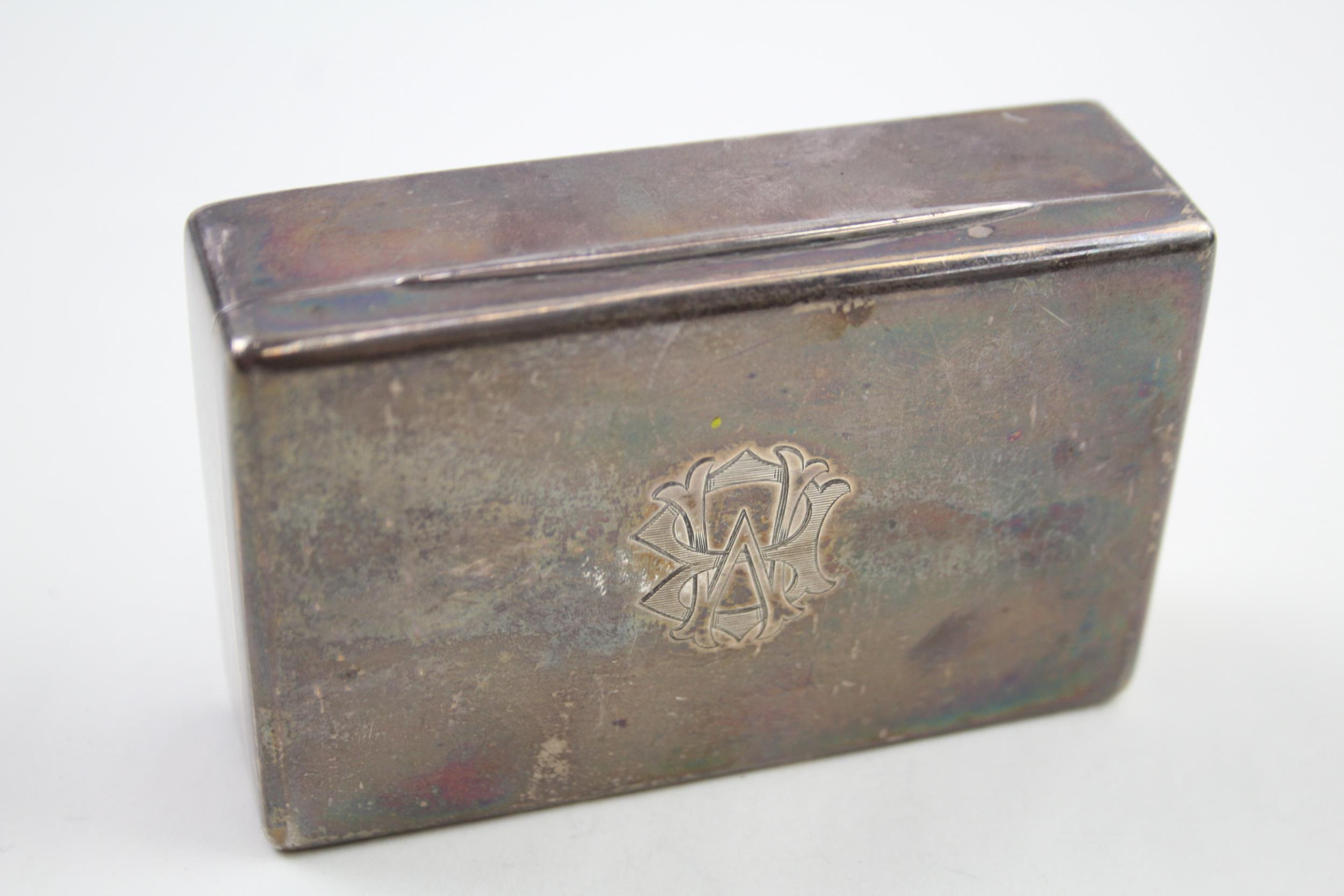 Antique Victorian 1896 Birmingham Sterling Silver Snuff / Cigarette Box (119g) // w/ Personal - Image 3 of 8