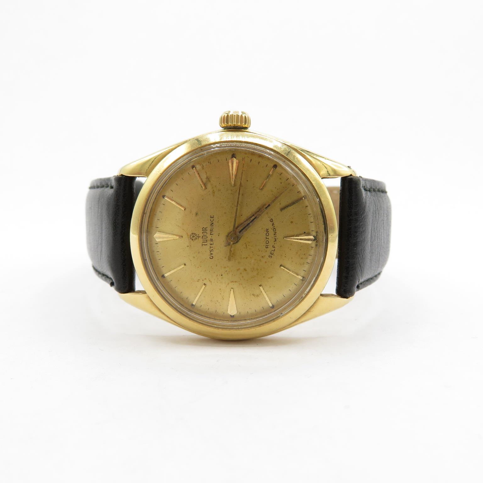 Rare Tudor by Rolex Oyster Prince 18ct gold ref 7965 Gent's vintage 18ct gold watch automatic - Image 5 of 8